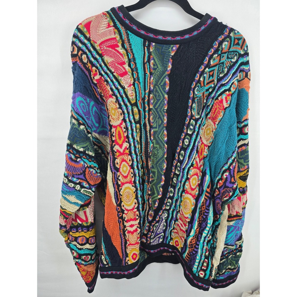 Coogi Australia Vintage 3D Knit Multi-Color Cotton Sweater Mens XL Made in AU - Picture 4 of 7